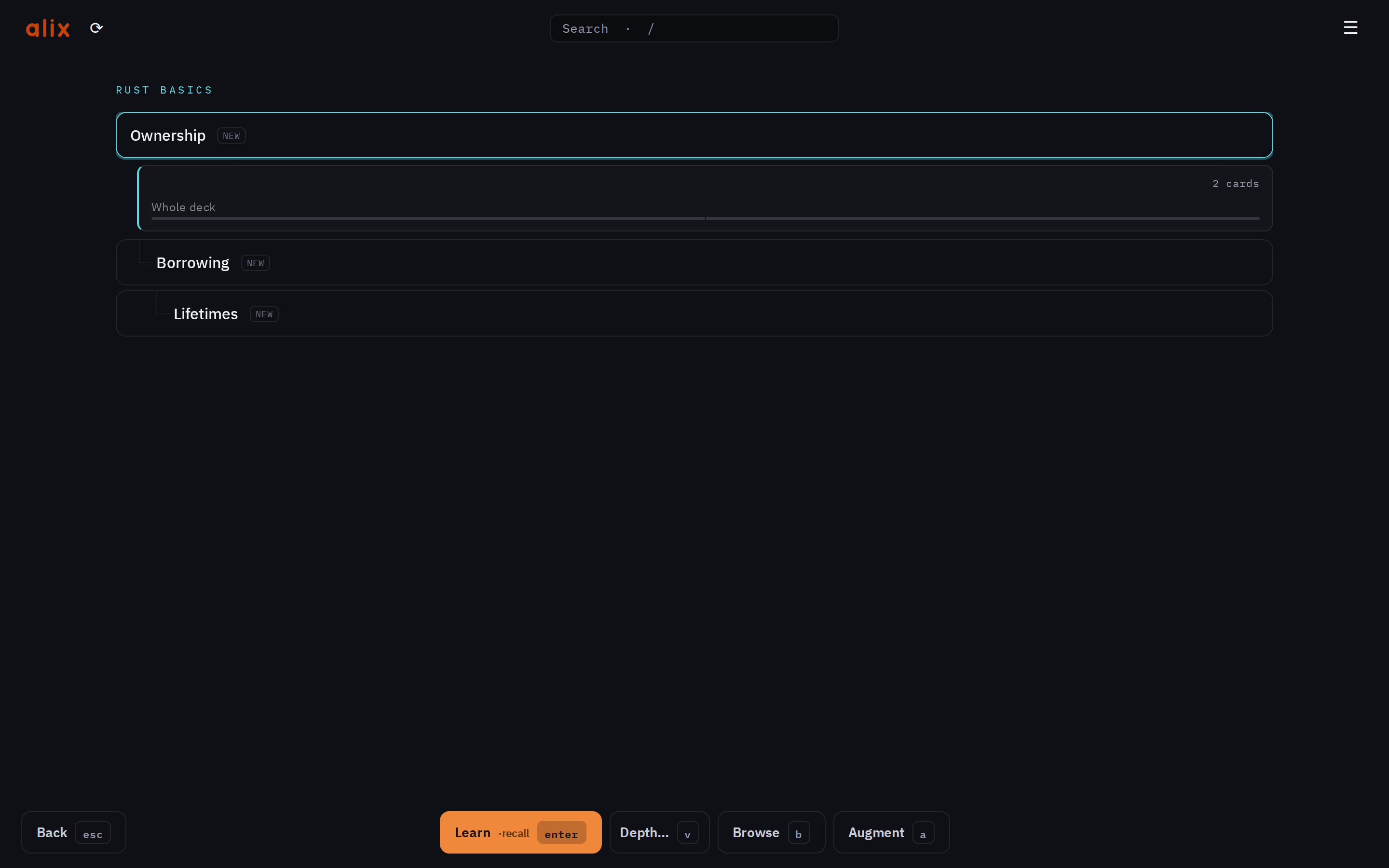 The deck picker: a workspace's dependency tree